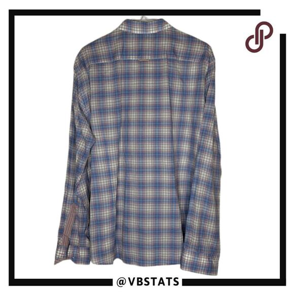 Boss Orange Men's Plaid Long Sleeve Button Down Shirt Blue Gray Size 2XL - Picture 2 of 6